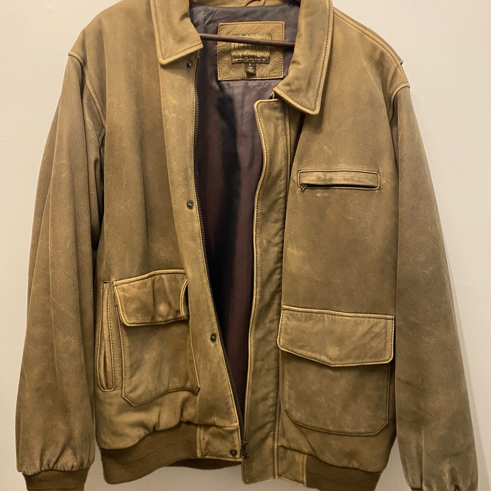 Cabela's Tan Leather Bomber Jacket